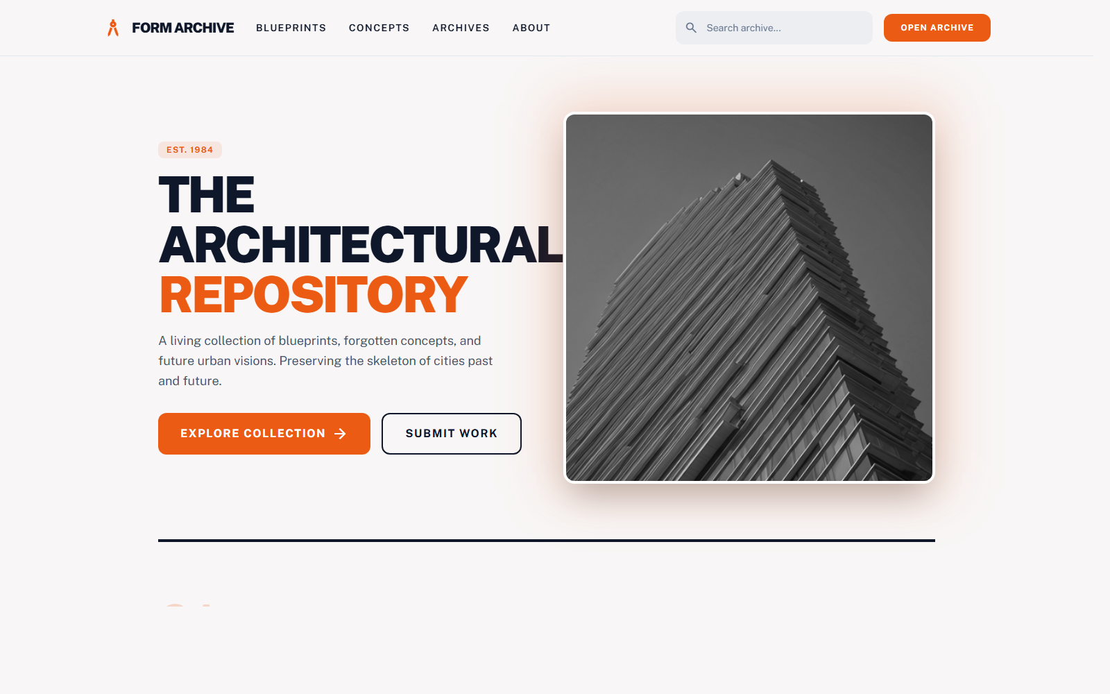Form Archive website concept