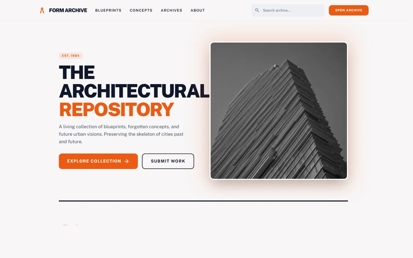 Form Archive — концепция за уебсайт