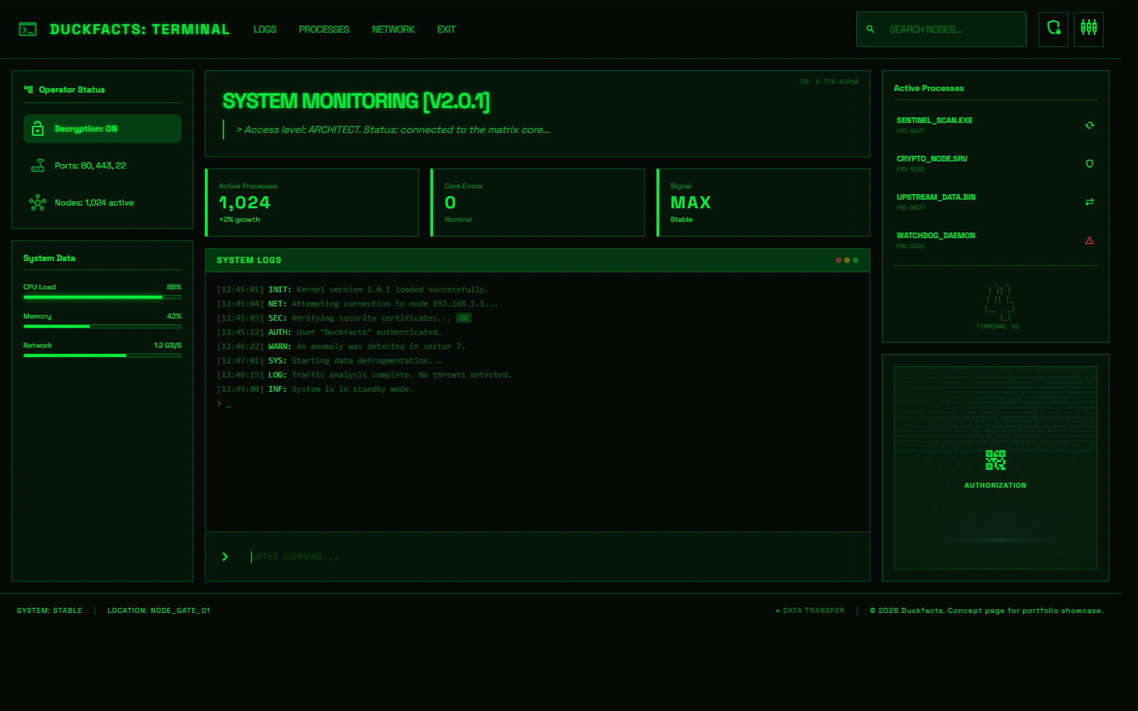Matrix Terminal website concept